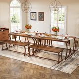 51" Rectangle Kitchen Dining Table with Bench Set for 4 People