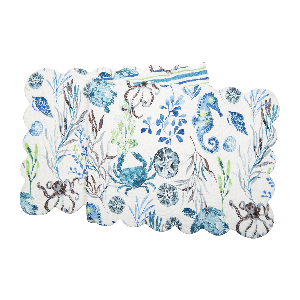 51" x 14" Crescent Bay Quilted Reversible Nautical Beach Table Runner