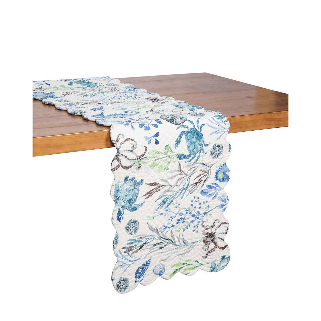51" x 14" Crescent Bay Quilted Reversible Nautical Beach Table Runner