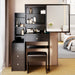 51"H Vanity Table with Cushioned Stool, Extra large Sliding mirror,Practical Fashionable Dresser, Modern Makeup Furniture