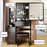 51"H Vanity Table with Cushioned Stool, Extra large Sliding mirror,Practical Fashionable Dresser, Modern Makeup Furniture