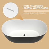 51'' x 27.5'' Acrylic Freestanding Soaking Bathtub Contemporary Stand Alone Tub with Overflow and Pop-up Drain