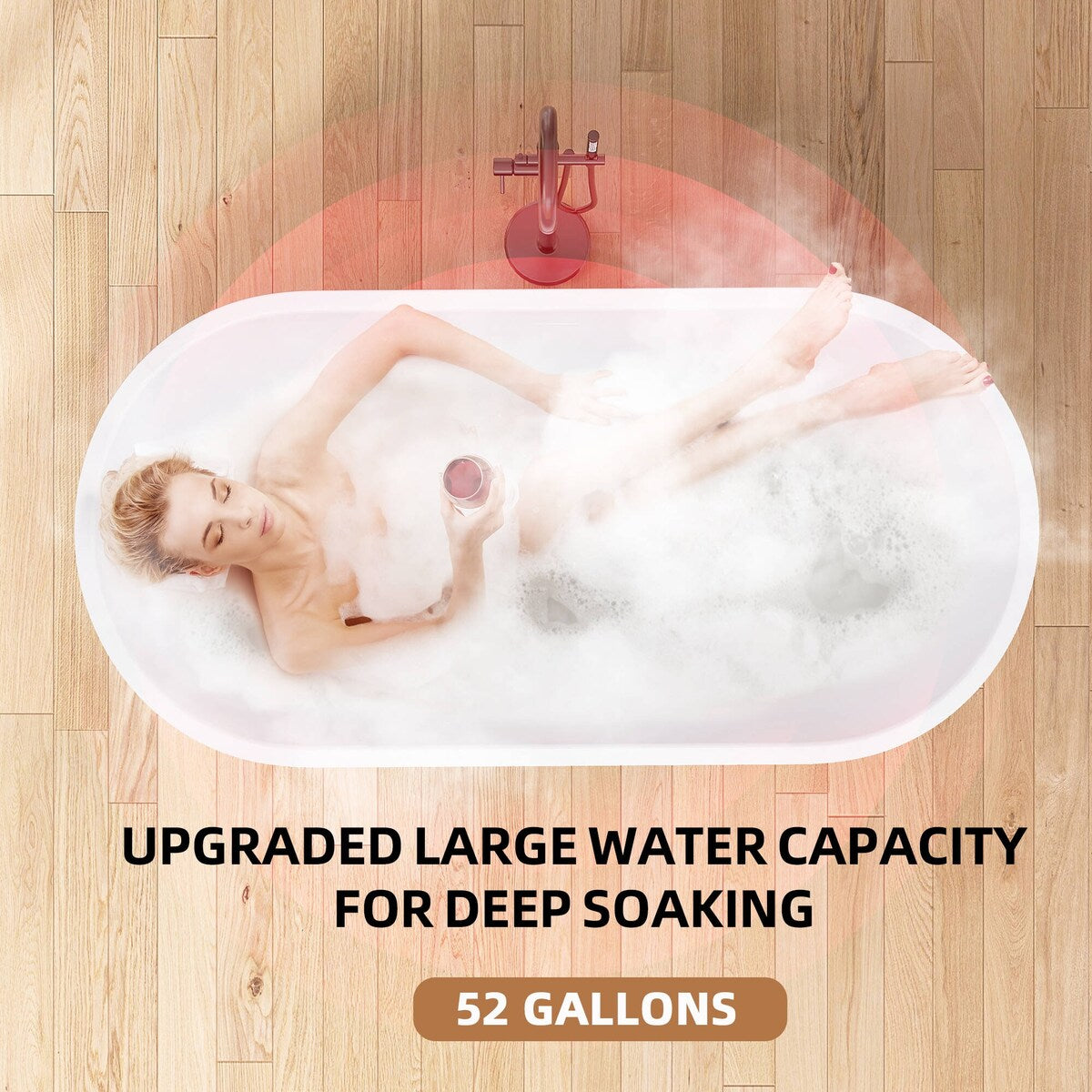 51'' x 27.5'' Acrylic Freestanding Soaking Bathtub Contemporary Stand Alone Tub with Overflow and Pop-up Drain