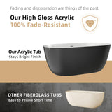 51'' x 27.5'' Acrylic Freestanding Soaking Bathtub Contemporary Stand Alone Tub with Overflow and Pop-up Drain