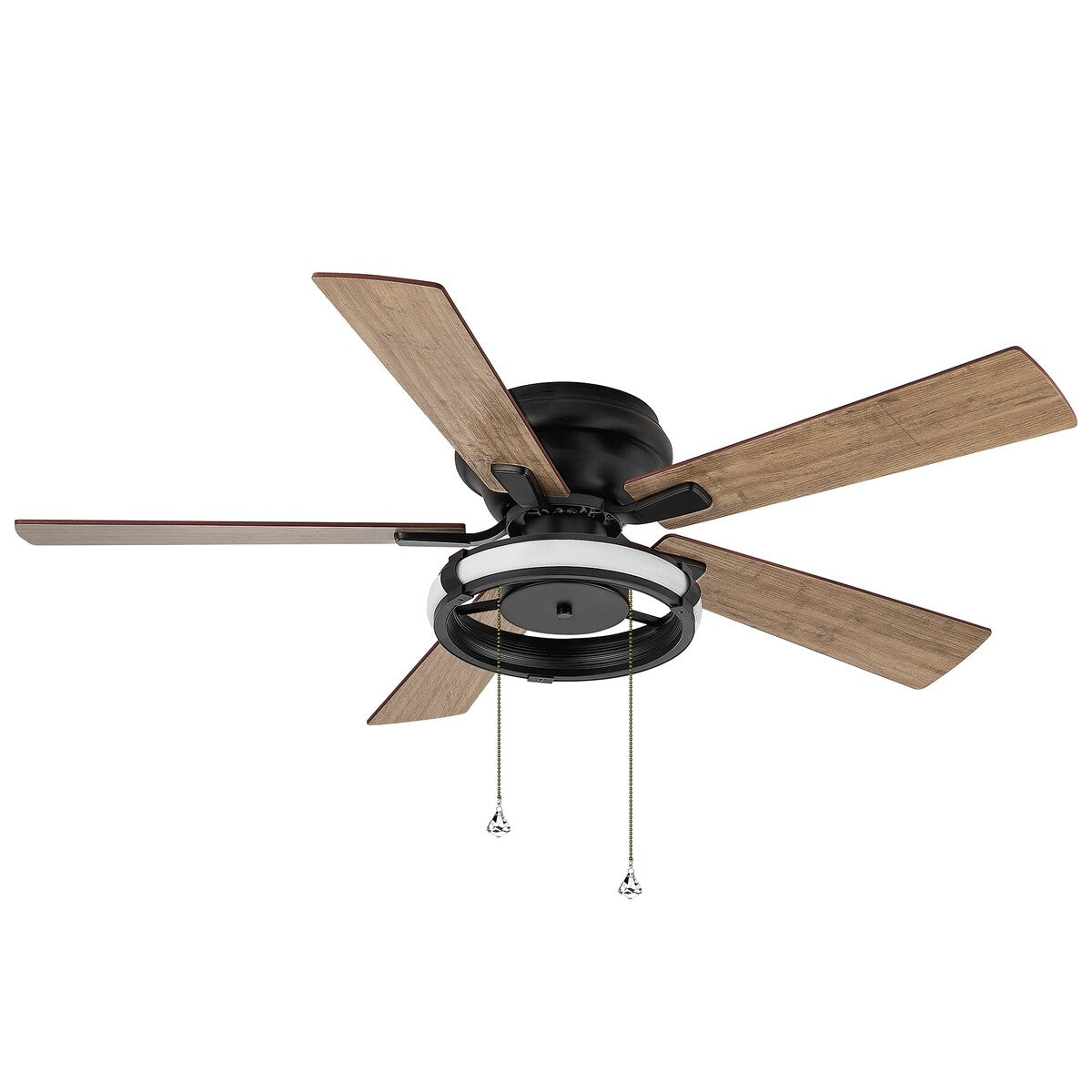 52-IN Black Flush Mount LED Ceiling Fan with Light Kit(5 blade)