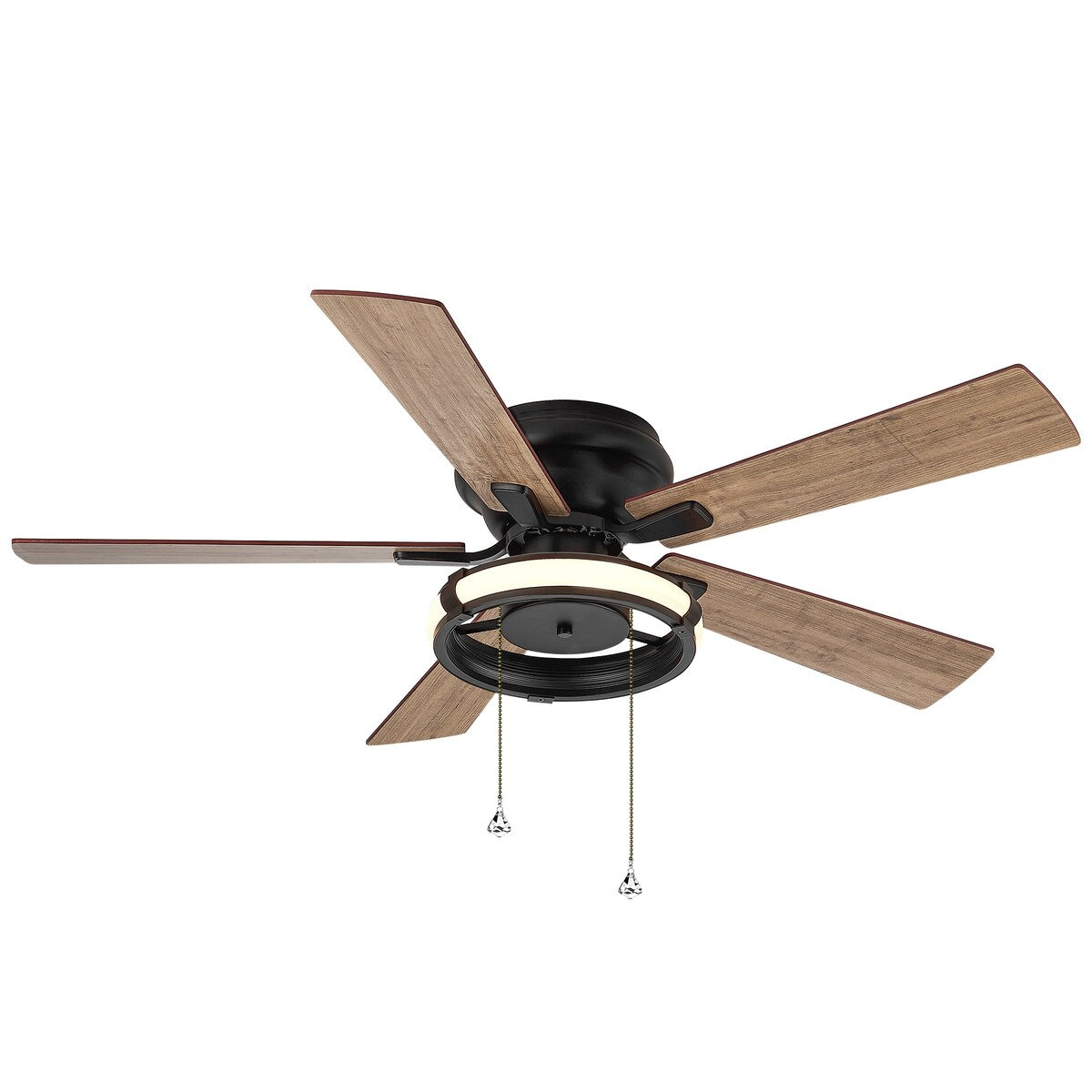 52-IN Black Flush Mount LED Ceiling Fan with Light Kit(5 blade)