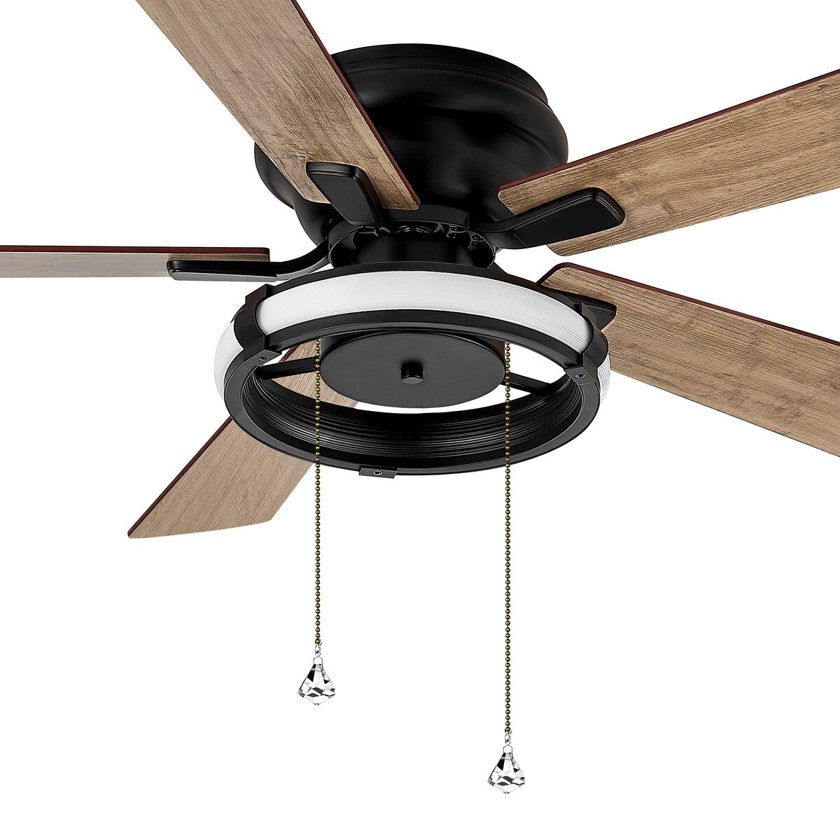 52-IN Black Flush Mount LED Ceiling Fan with Light Kit(5 blade)