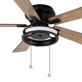 52-IN Black Flush Mount LED Ceiling Fan with Light Kit(5 blade)