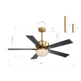 52-IN Chandelier LED Ceiling Fan with Light Kit and Remote(Gold )