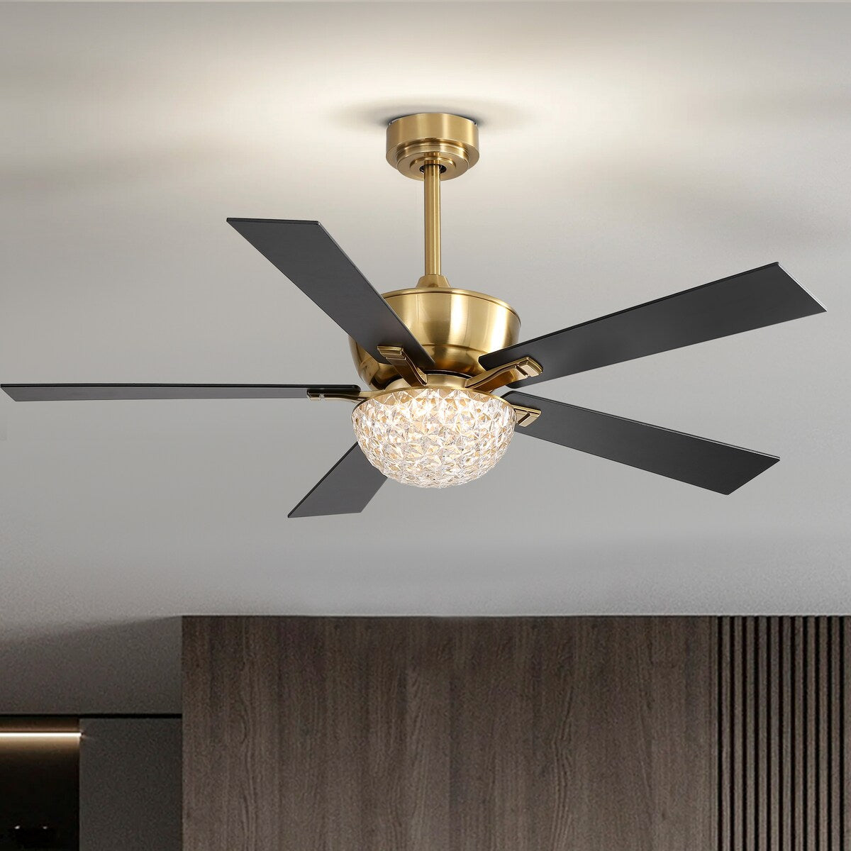 52-IN Chandelier LED Ceiling Fan with Light Kit and Remote(Gold )