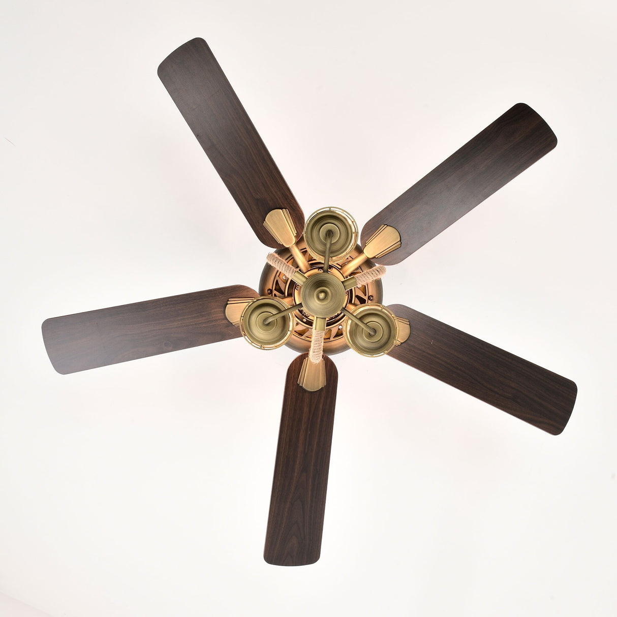 52 Inch Bronze Metal 3-Lights Ceiling Fan with Remote Control,5 Blades