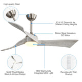 52 Inch Ceiling Fan Light With 6 Speed Remote Energy-saving DC Motor