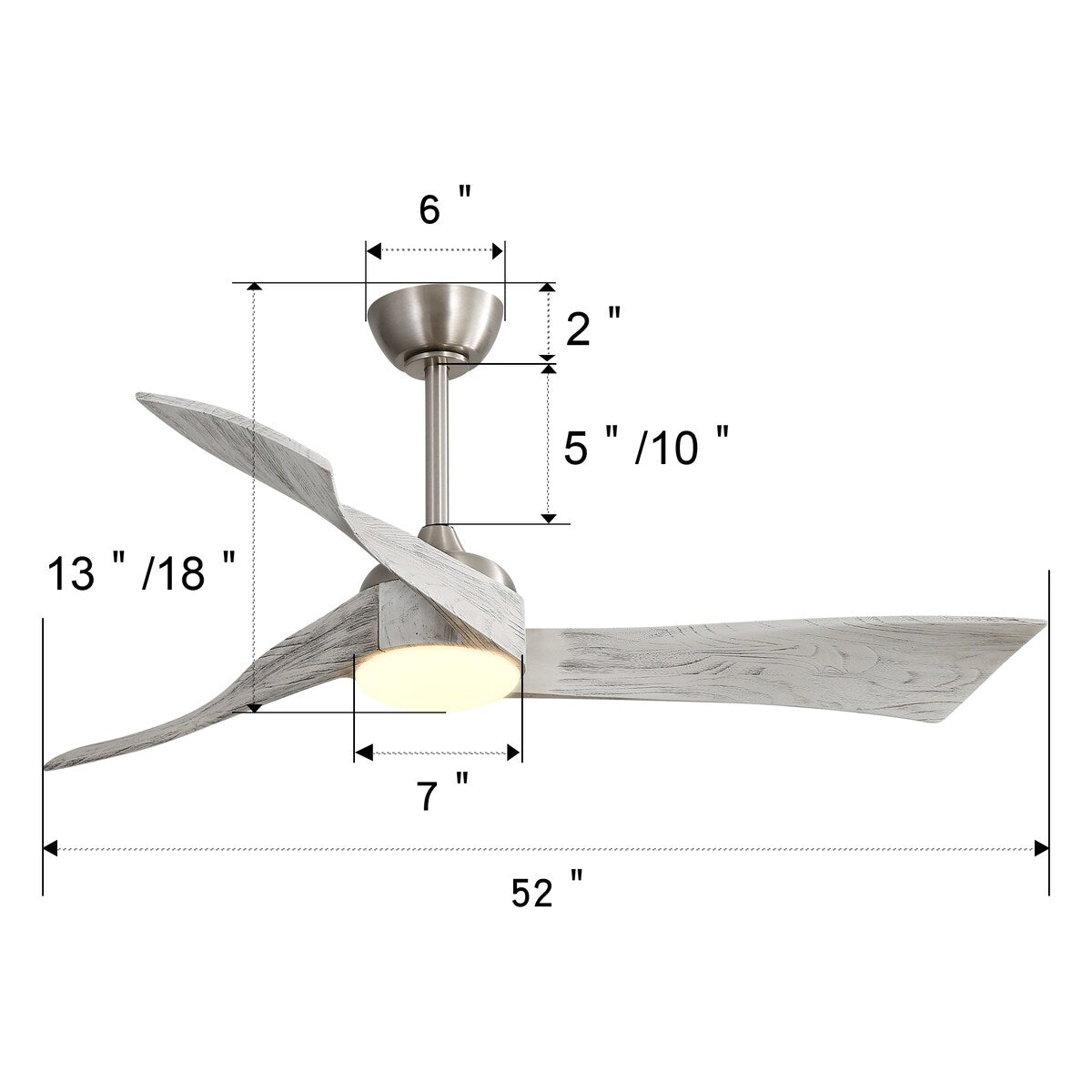 52 Inch Ceiling Fan Light With 6 Speed Remote Energy-saving DC Motor