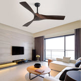 52 Inch Ceiling Fan Without Light, 3 ABS Blades Outdoor Ceiling Fan 6-speed Reversible DC Motor for Living Room, Bedroom