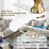 52 Inch Ceiling Fan with 3 Color Dimmable 3 Blades Remote Control