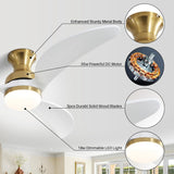 52 Inch Ceiling Fan with 3 Color Dimmable 3 Blades Remote Control