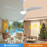 52 Inch Ceiling Fan with Dimmable Led Light 3 Blades Remote Control