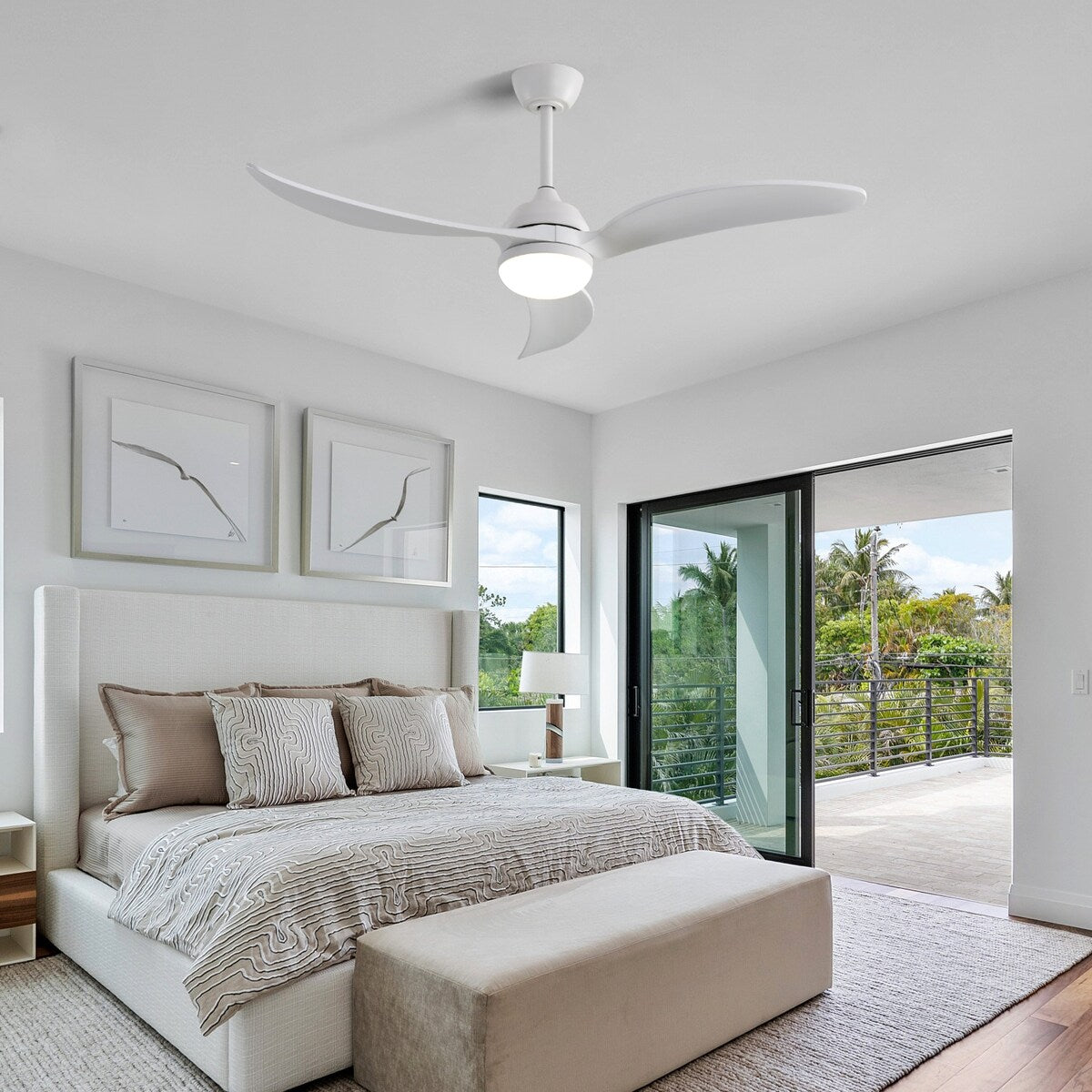 52 Inch Ceiling Fan with Dimmable Led Light 3 Blades Remote Control