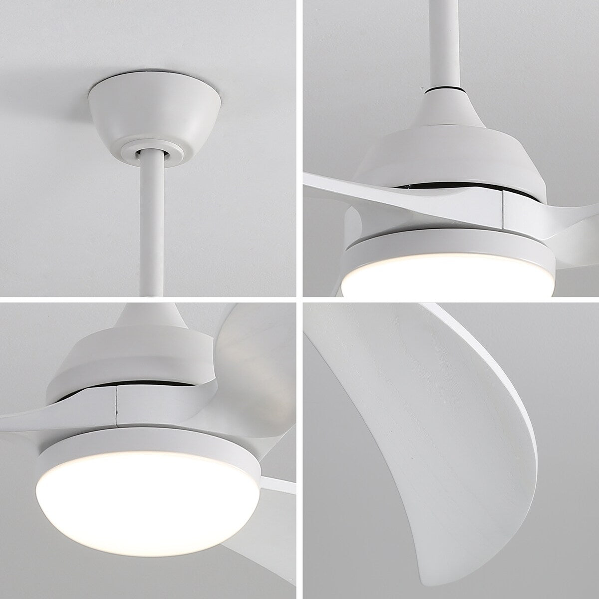 52 Inch Ceiling Fan with Dimmable Led Light 3 Blades Remote Control