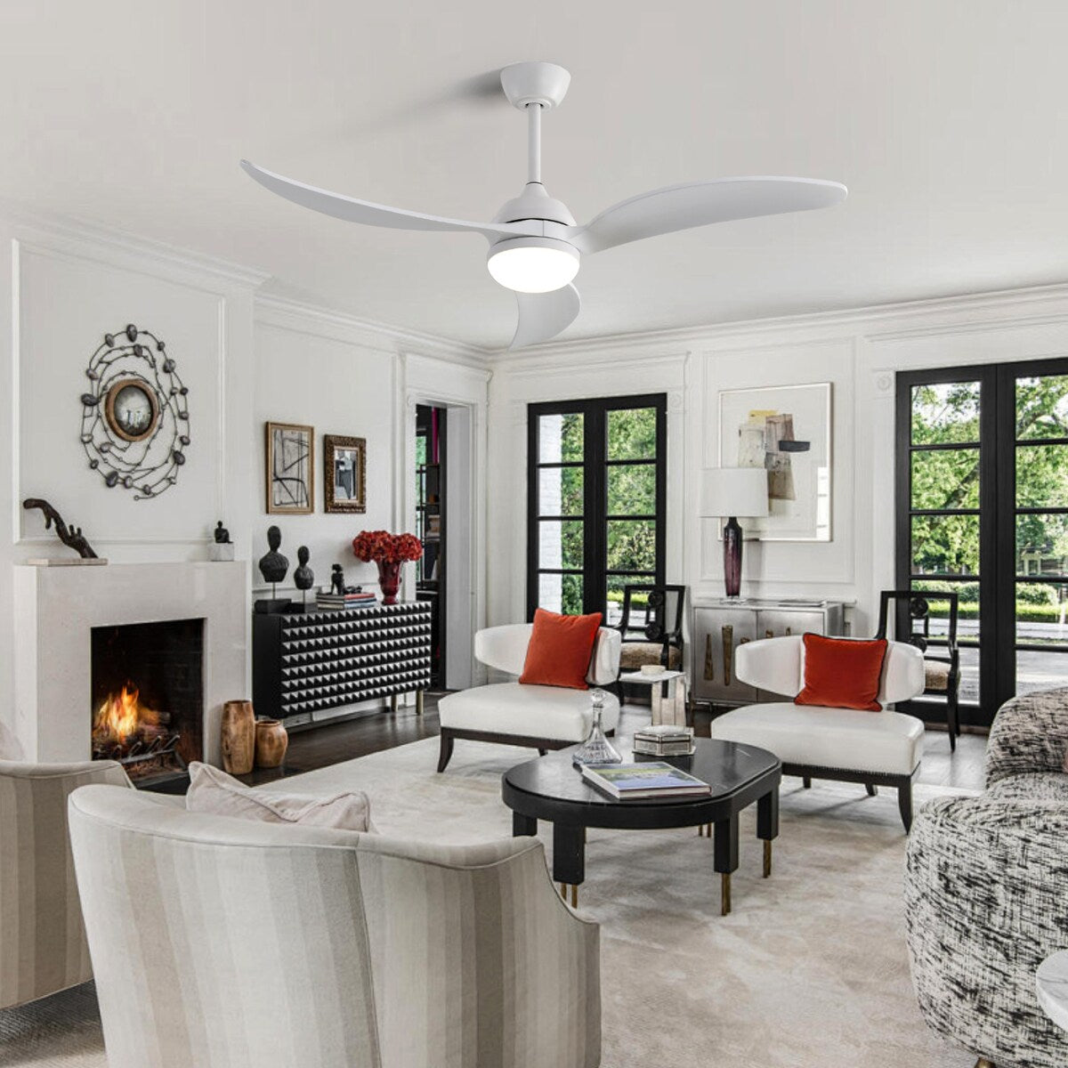 52 Inch Ceiling Fan with Dimmable Led Light 3 Blades Remote Control