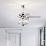 52 Inch Crystal Ceiling Fan , Modern Electrical Fan with 5 Wood Reversible Blades