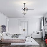 52 Inch Crystal Ceiling Fan , Modern Electrical Fan with 5 Wood Reversible Blades