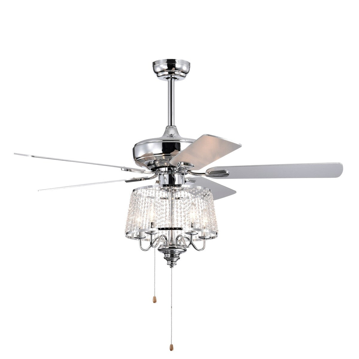 52 Inch Crystal Ceiling Fan , Modern Electrical Fan with 5 Wood Reversible Blades