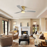 52 Inch Decorative LED Ceiling Fan With Dimmable LED Light 6 Speed Remote 3 Solid Wood Blades Reversible DC Motor
