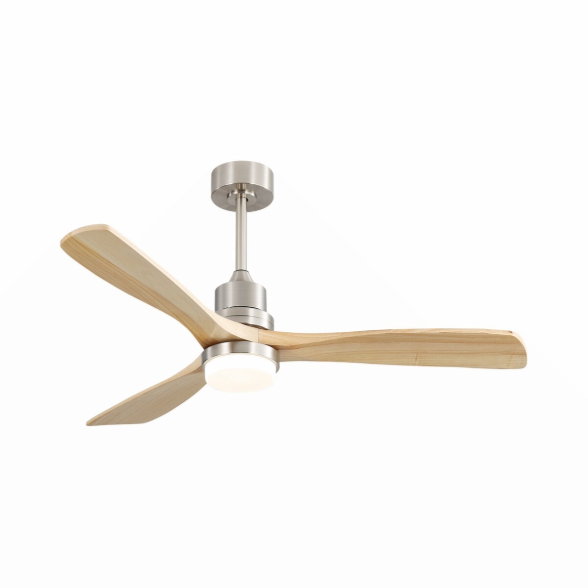 52 Inch Indoor Ceiling Fan With 3 Color Dimmable 3 Solid Wood Blades Remote Control Reversible DC Motor With 18W Led Light
