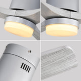 52 Inch Indoor Ceiling Fan With Dimmable 6 Speed Remote Silver 3 Solid Wood Blade Reversible DC Motor For Living Room
