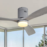 52 Inch Indoor Ceiling Fan With Dimmable 6 Speed Remote Silver 3 Solid Wood Blade Reversible DC Motor For Living Room