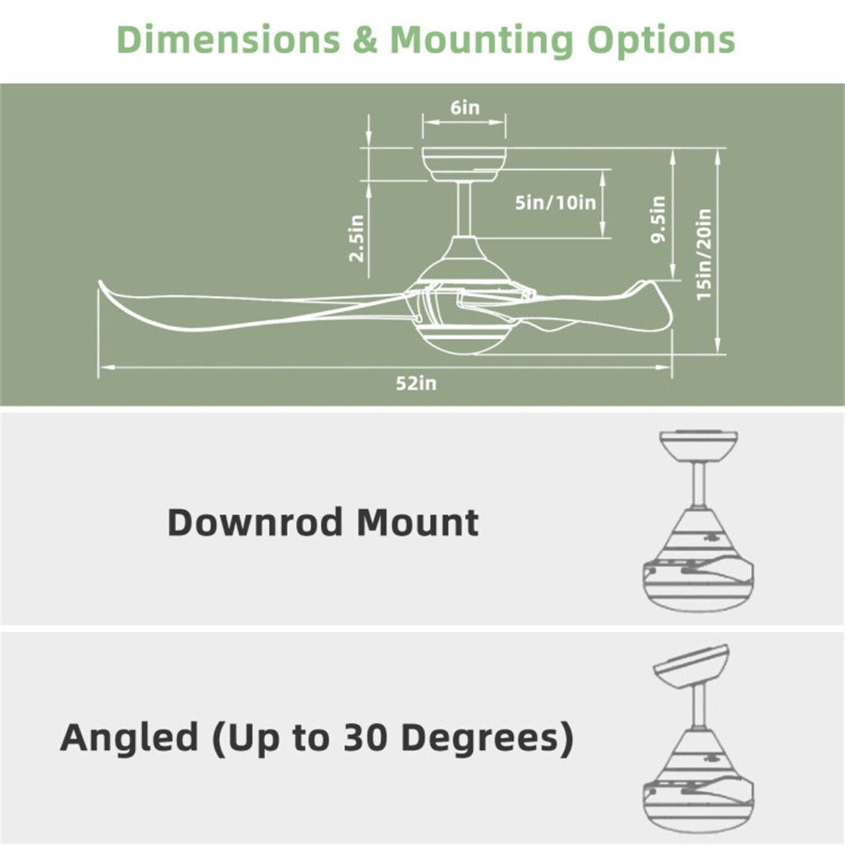 52 Inch Light Reversible DC Motor Ceiling Fan