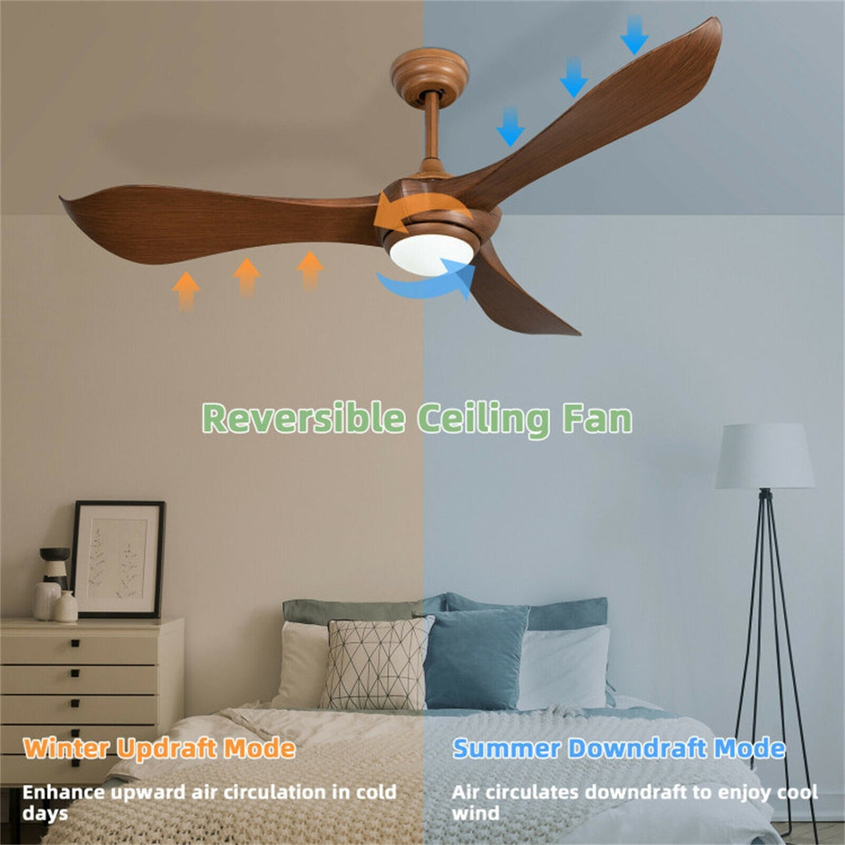 52 Inch Light Reversible DC Motor Ceiling Fan