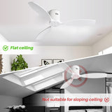 52 Inch Solid Wood Blades Ceiling Fan without Light,Reversible Airflow,6 Gear Wind Speed - 52 inch
