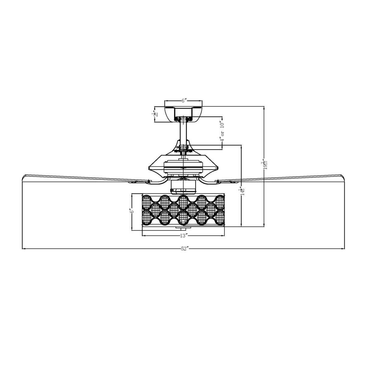 52 in. Indoor Crystal Chandelier Ceiling Fan With Light and Remote Control in Chrome