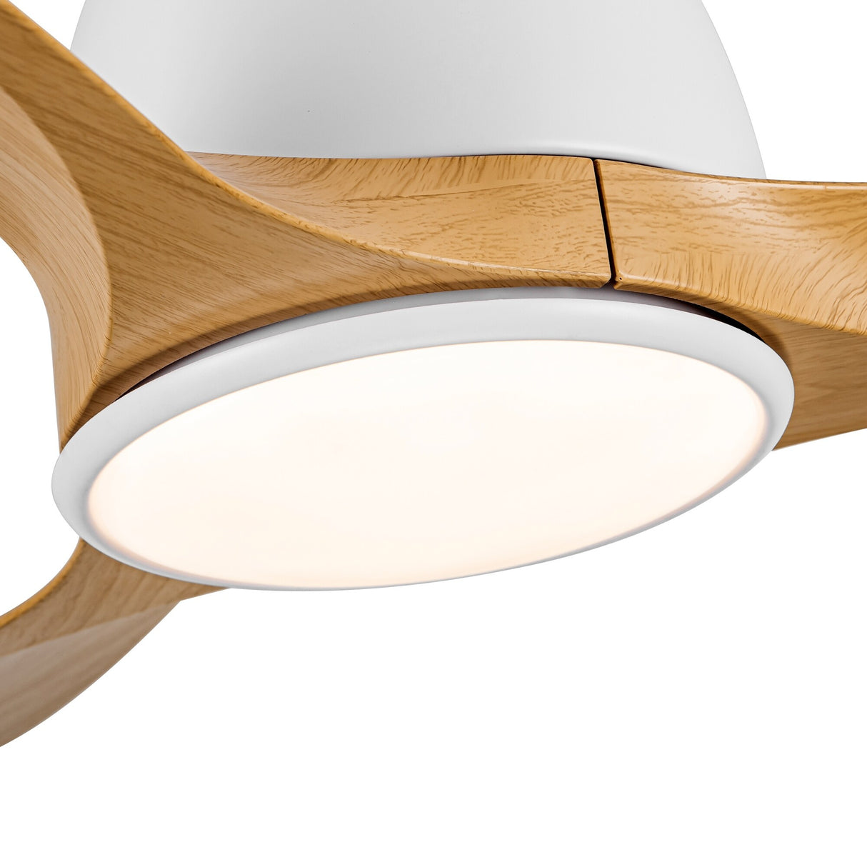52 in.Outdoor/Indoor Integrated LED Natural Imitation wood Modern Ceiling Fan with Lights and Remote Control - 52 INCHES