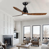 52 in. Outdoor/Indoor Integrated LED Imitation Wood Modern Ceiling Fan with Lights and Remote Control - 52 INCHES