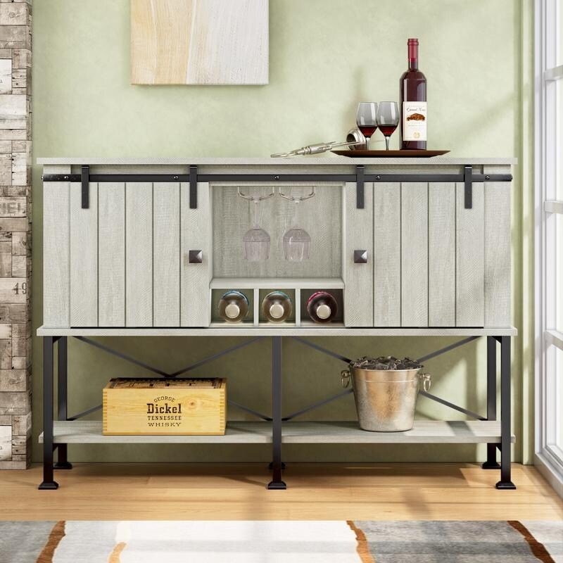 52 inch Wine Cabinet with Barn Door & Adjustable Shelves 52 inch Wine Cabinet with Barn Door & Adjustable Shelves