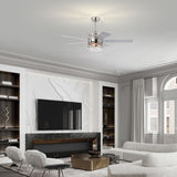 52-inch 5-blade Crystal Shade Lighted Ceiling Fan with Remote