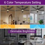 52 inch Black Ceiling Fan with Bluetooth and Remote Control