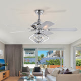 52 inch Chrome Reversible Ceiling Fan with Lights and Remote Control - 52 Inches