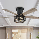 52-inch Farmhouse 5-Blade Crystal Hugger Ceiling Fan with Remote