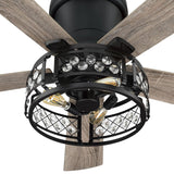 52-inch Farmhouse 5-Blade Crystal Hugger Ceiling Fan with Remote