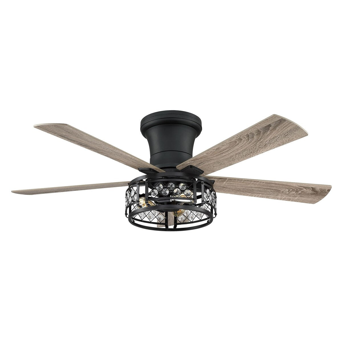 52-inch Farmhouse 5-Blade Crystal Hugger Ceiling Fan with Remote