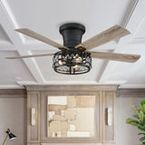 52-inch Farmhouse 5-Blade Crystal Hugger Ceiling Fan with Remote