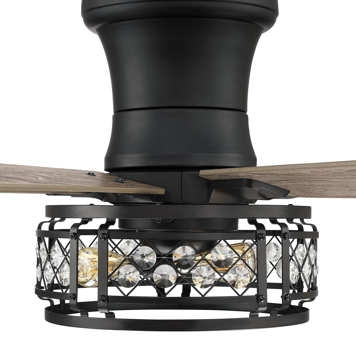 52-inch Farmhouse 5-Blade Crystal Hugger Ceiling Fan with Remote