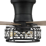 52-inch Farmhouse 5-Blade Crystal Hugger Ceiling Fan with Remote