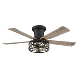 52-inch Farmhouse 5-Blade Crystal Hugger Ceiling Fan with Remote