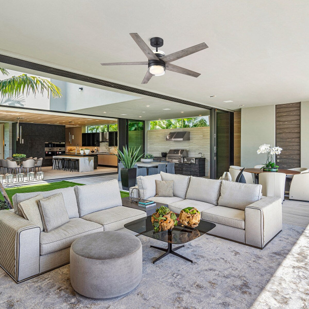 52-inch Classic Wood 5-Blade Ceiling Fan with 2-Light and Wall Control