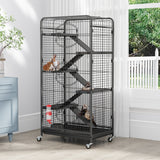 52-inch Metal Ferret Cage Small Animal Cage with Rolling Stand Indoor Outdoor for Squirrel/Bunny/Cat/Rabbit